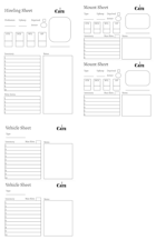 Hirelings, Mounts, and Vehicles Sheets for Cairn 2e