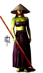 Stock Art: Female Half-Orc Monk