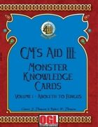 GM's Aid III: Monster Knowledge Cards Volume I - Aboleth to Fungus