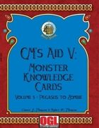 GM's Aid V: Monster Knowledge Cards Volume 3 - Pegasus to Zombie