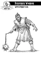 Hand-Drawn RPG Stock Art - Berserker Warrior with Spiked Flail (With Token)