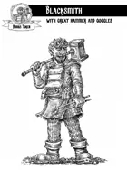 Hand-Drawn RPG Stock Art - Blacksmith with Great Hammer and Goggles (With Token)