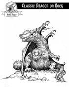 Hand-Drawn RPG Stock Art - Classic Dragon on Rock (With Token)