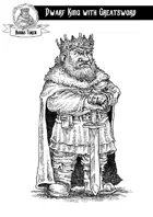 Hand-Drawn RPG Stock Art - Dwarf King with Greatsword (With Token)