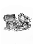Hand-Drawn RPG Stock Art - Goblin Looting Treasure
