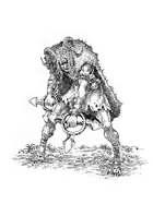 Hand-Drawn RPG Stock Art - Abyssal Goat Executioner with Ring-Blade (With Bonus Token)