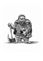 Hand-Drawn RPG Stock Art - Dwarf Warrior III - With Battleaxe (With Bonus Token)