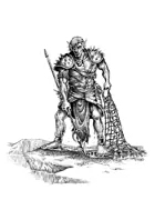 Hand-Drawn RPG Stock Art - Abyssal Harpooner (With Bonus Token)