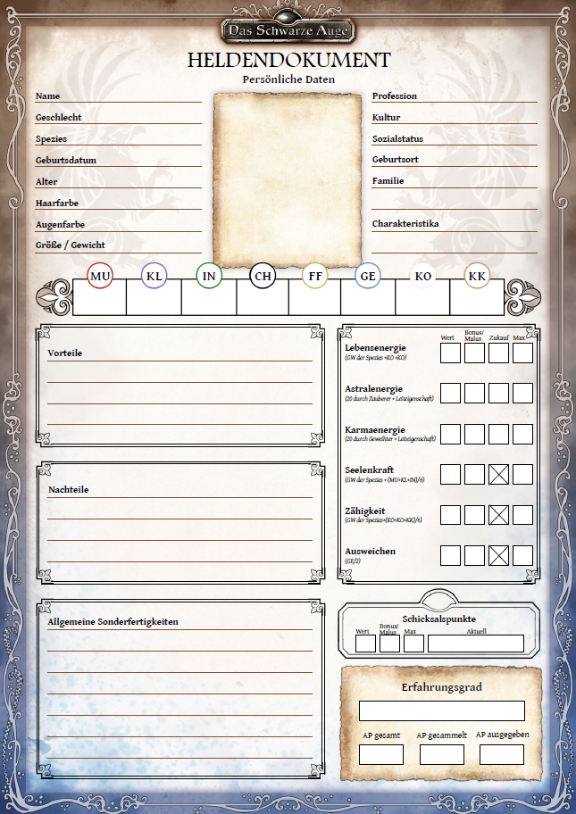 How important is space set aside for profile art on a character sheet ...