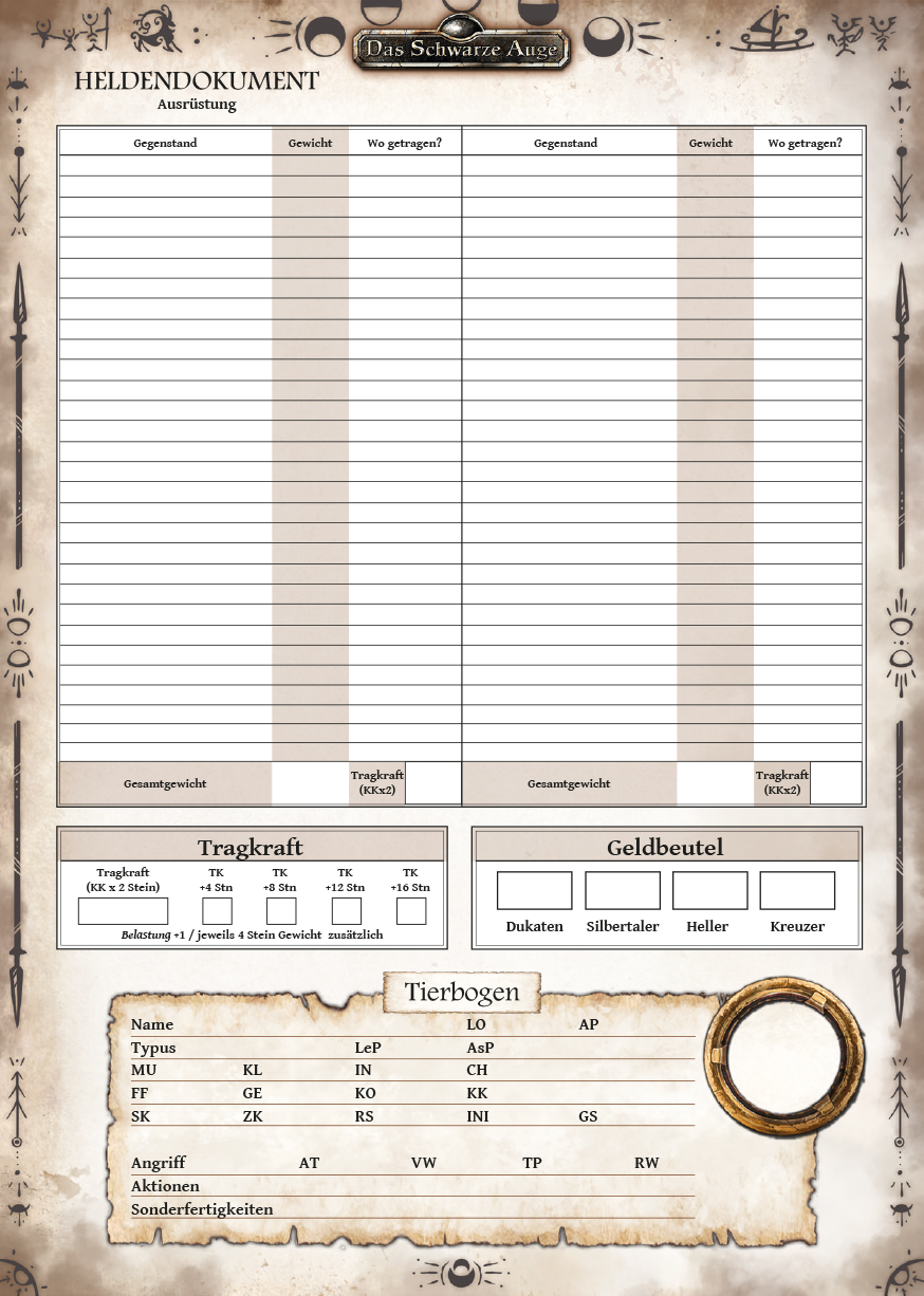 DSA5 - Der Wolfsfrost - Heldenbögen (PDF) als Download kaufen