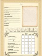 Heldendokument / Charakterbogen DSA 5 – Gekürzt und für A5- Format angepasst (für Buchdruck A5)