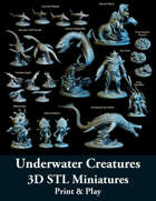 DeepWars Underwater Creatures Pack STL - 3D printable miniatures