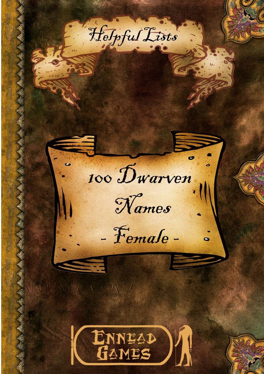 100 Dwarven Names - Female - Ennead Games | Name Lists | DriveThruRPG