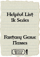Helpful List 1K Series - 1 - Fantasy Genre Names