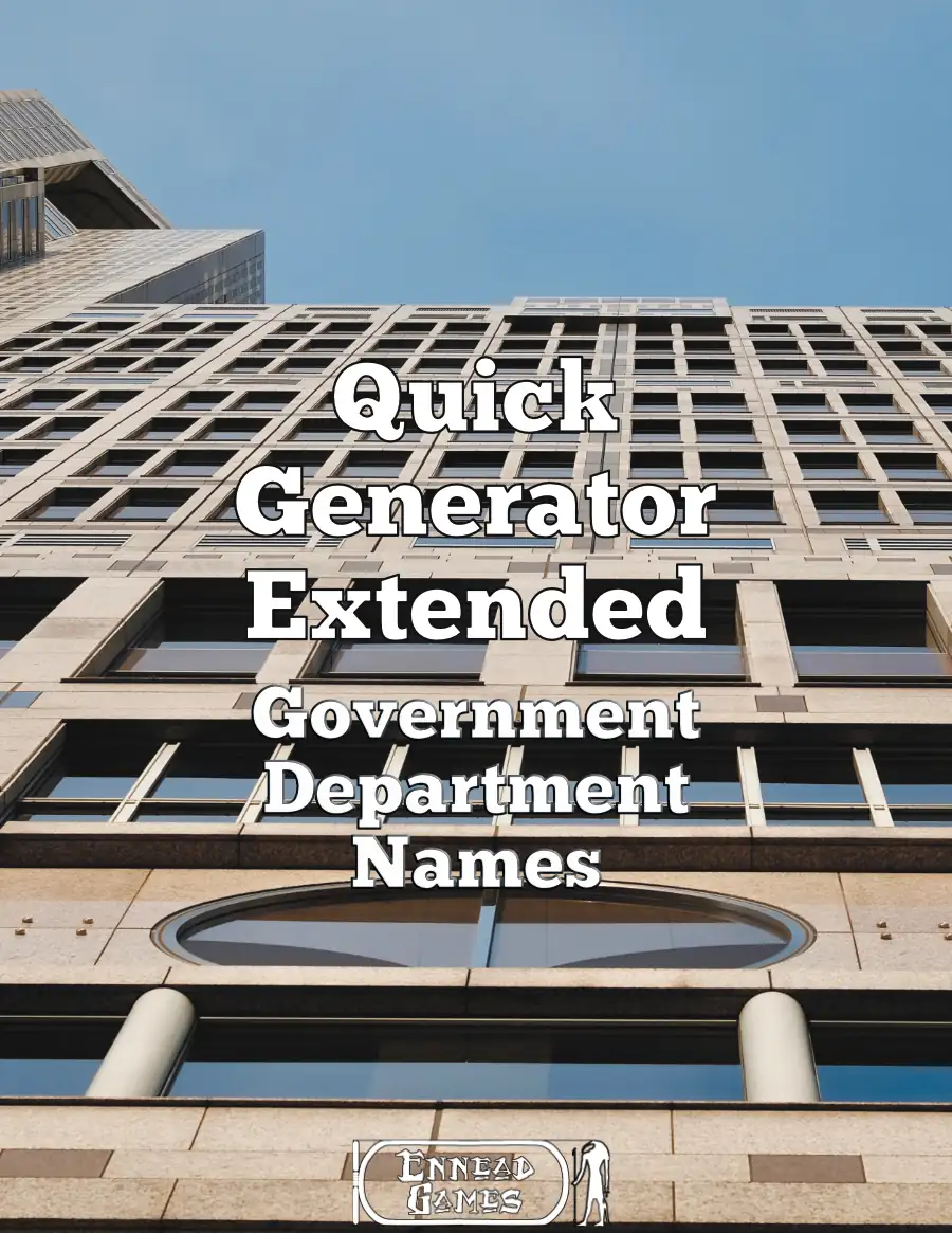 Cover of Quick Generator Extended - Government Department Names