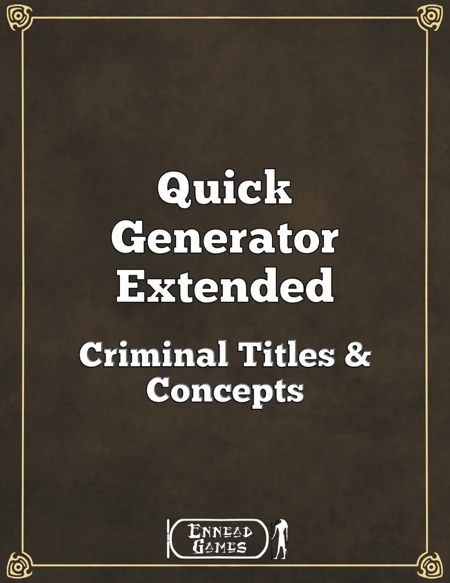 Cover of Quick Generator Extended - Criminal Titles & Concepts
