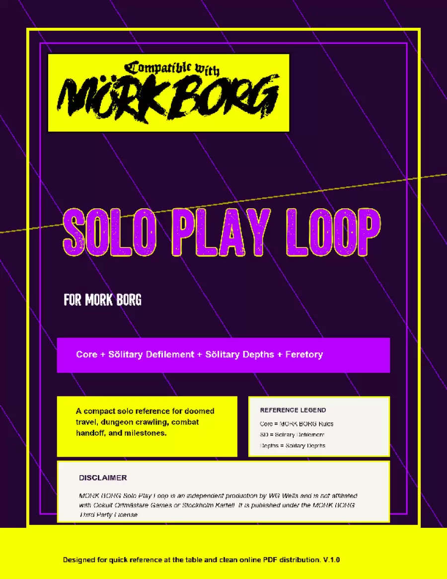 Mork Borg: Solo Play Loop Quick Reference