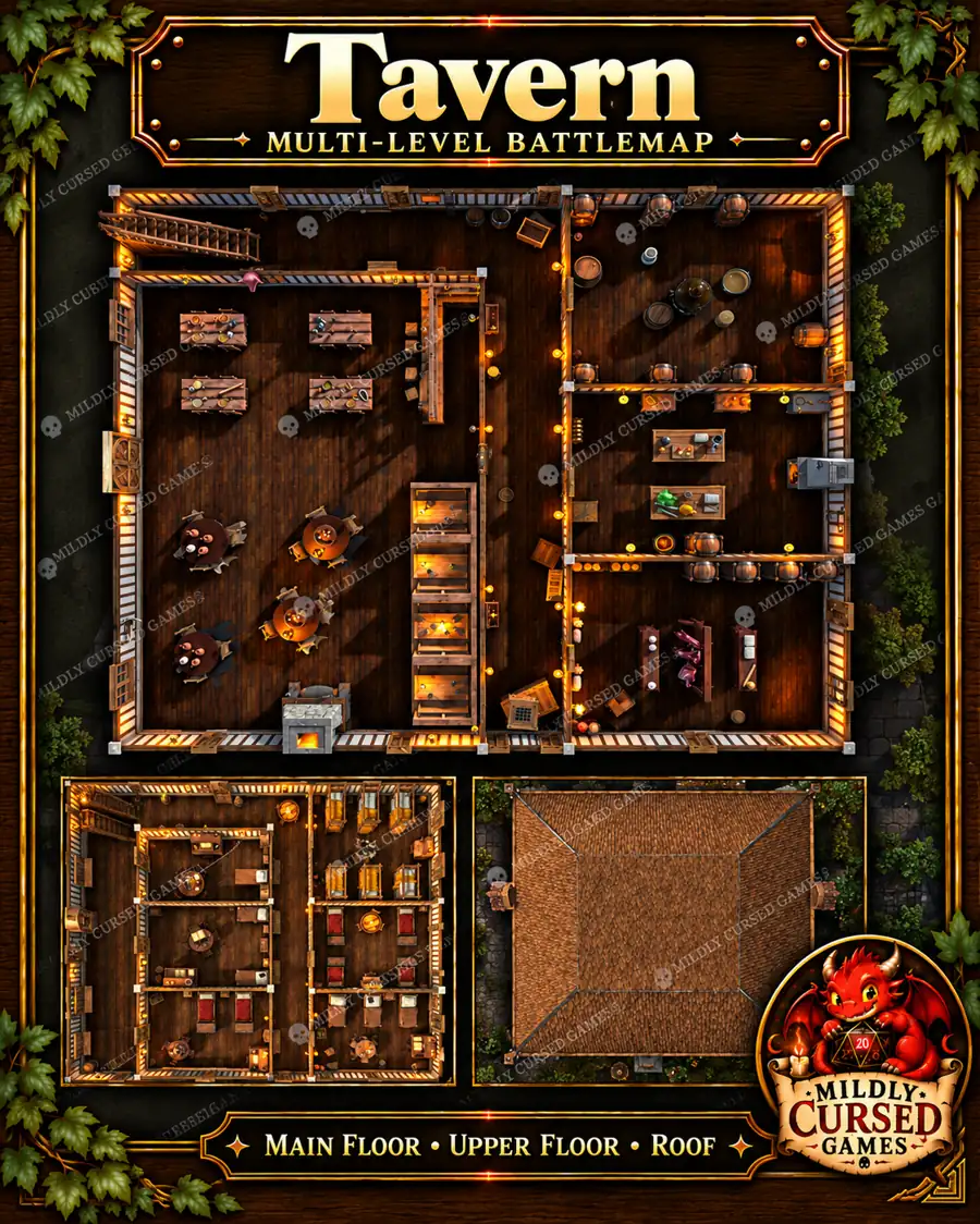 The Hearth & Barrel | Multi-Level Tavern, Inn & Lodging Battlemap Pack — product thumbnail