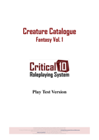 Creature Catalogue - Fantasy Vol 1