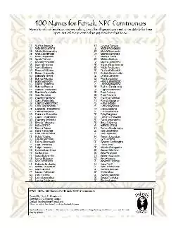 100 Names for Female NPC Commoners - Fishwife Games | Fantasy 