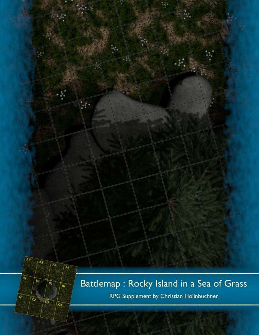 Battlemap : Rocky Island in a Sea of Grass - Christian Hollnbuchner ...