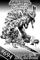 Clipart Critters 694-Mummy with Ankh and Sword