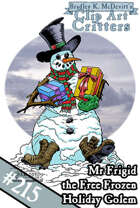 Clipart Critters 215 - Mr Frigid the Free Frozen Holiday Golem