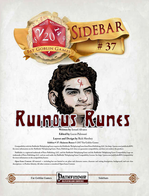 Sidebar #37 - Ruinous Runes - Fat Goblin Games | Fat Goblin Pathfinder ...