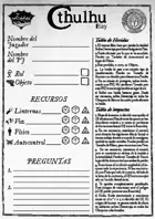 Chtulhu Bay - Hoja de personaje y Hoja de pistas