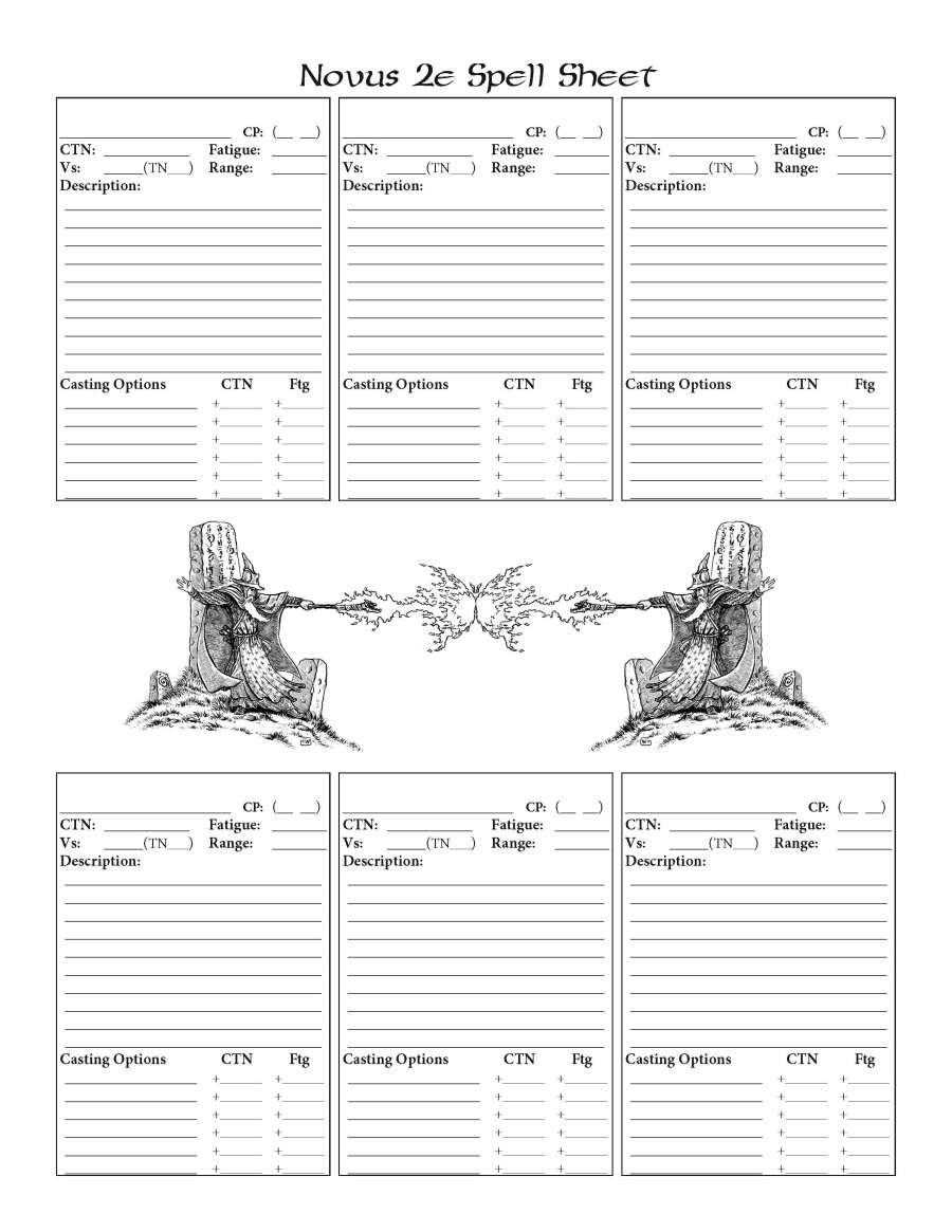 Novus 2e - Spell Sheet - Firehawk Games | Novus 2e | Novus 2e Extras ...