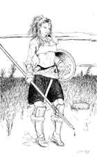 Female Barbarian Warrior with Spear & Shield