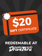 DriveThruCards $20 Gift Certificate/Account Deposit