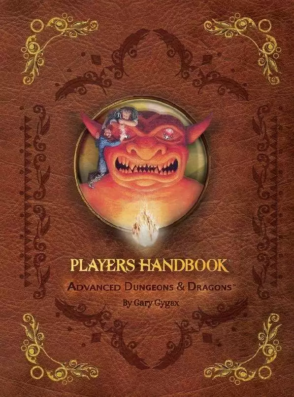 AD&D First Edition offers Player's Handbook by Gary Gygax, TSR2010, Idol Cover, Core Hardcover Rulebook 5th Print Orange Flyleaves, Unusual Print