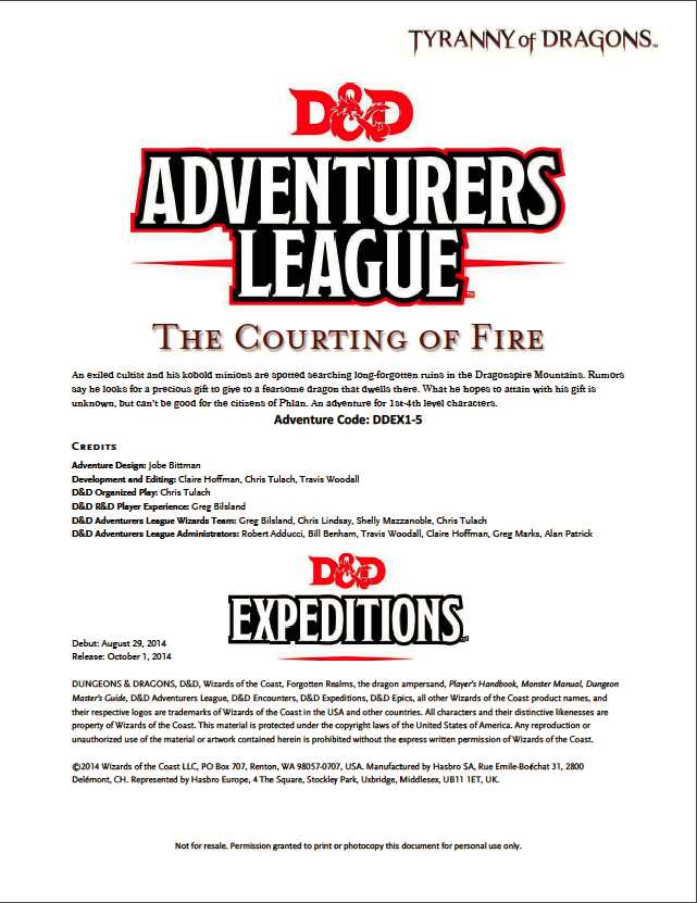 DDEX1-05 The Courting of Fire (5e) - Wizards of the Coast | D&D