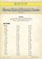 Eleven Lists of Fantasy Names