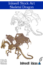 Inkwell Stock Art: Dragon, Skeletal