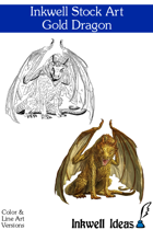 Inkwell Stock Art: Dragon, Gold