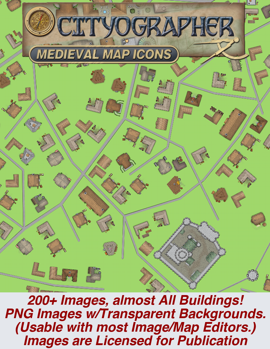 Cityographer Medieval City Map Icons (Any Editor) - Inkwell Ideas | Map ...