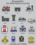 Hexographer January 2016 Monthly World Map Icons (Any Editor)