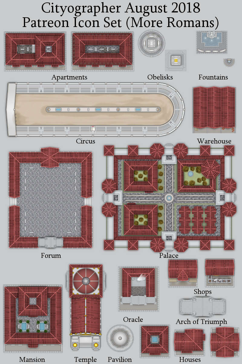 Parchment Map City Icon Cityographer Roman (More) City Map Icons (Any Editor) - Inkwell Ideas ...