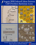 Worldographer Cliff Dwellers Battlemat, Settlement, and World/Kingdom Map Icons