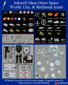 Worldographer Outer Space Expanded Battlemat, Settlement, and World/Kingdom Map Icons
