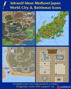 Worldographer Medieval Japan Battlemat, Settlement, and World/Kingdom Map Icons