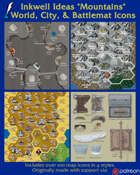 Worldographer Mountains Battlemat, Settlement, and World/Kingdom Map Icons