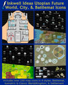 Worldographer Utopian Future Battlemat, Settlement, and World/Kingdom Map Icons