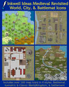 Worldographer Medieval Revisited Battlemat, Settlement, and World/Kingdom Map Icons