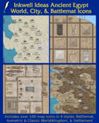 Worldographer Ancient Egypt Battlemat, Settlement, and World/Kingdom Map Icons