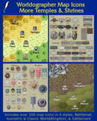 Worldographer More Temples and Shrines Battlemat, Settlement, and World/Kingdom Map Icons