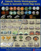 Worldographer Galactic Worlds Battlemat, Settlement, and World/Kingdom Map Icons