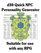d30 Quick NPC Personality Generator